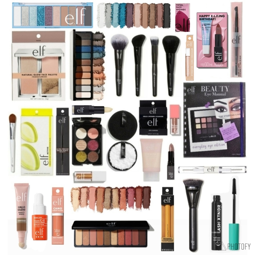33 Elf Bundle Eyeshadow Palette Makeup Brush Blush Lip Brow Concealer Camo Halo